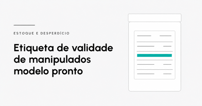 Ilustração de um pote branco com uma etiqueta colada na frente, representando o modelo de etiqueta de validade que deve ser usado em manipulados na cozinha